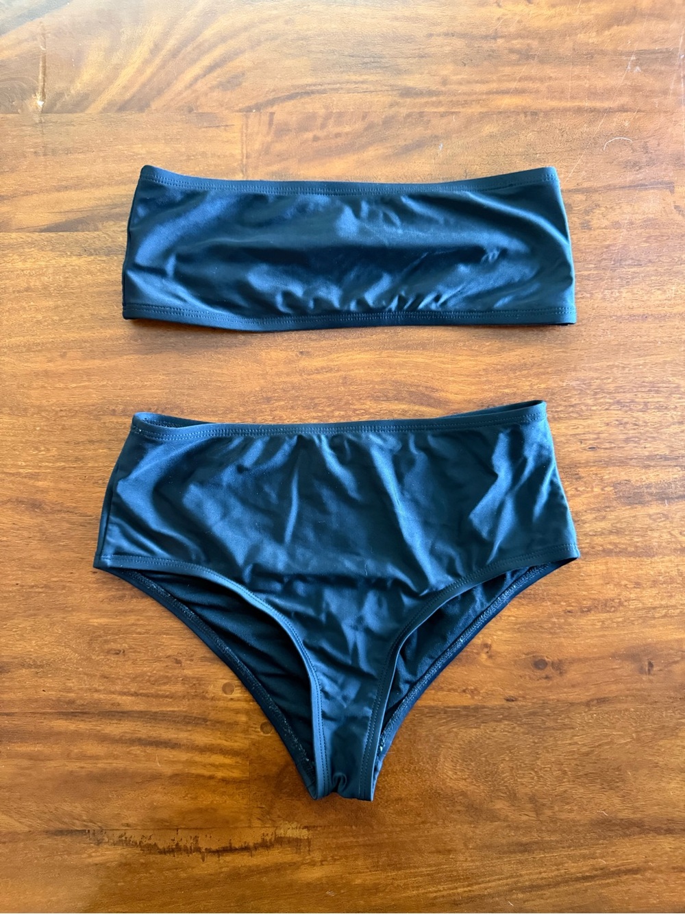 Fashion Nova Black Bandeau Bikini Set High Waisted Size M